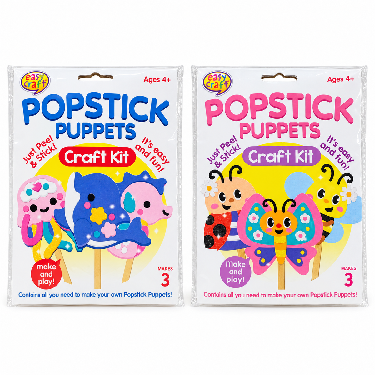 Popstick Puppets Craft Kit - Ocean Animals & Bugs