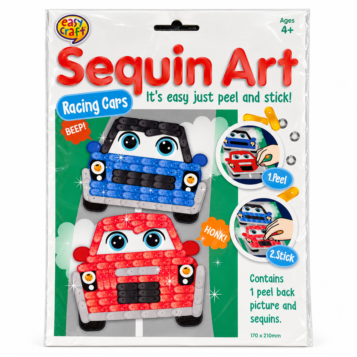 Kids Sequin Art Craft Kit - Racing Cars