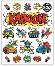 Comic-style action sticker booklet with 300 bold designs for stationery decorating and kids crafts