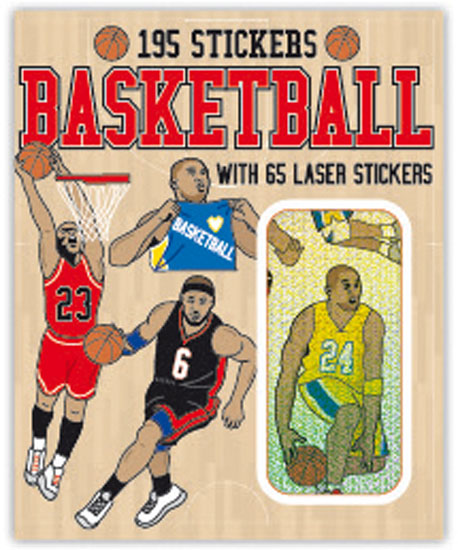 Basketball themed sticker booklet with 195 stickers including 65 sparkly foil-style designs for sports fans