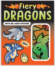 Fiery dragon themed sparkly sticker booklet with 50 shiny designs for party bags and notebooks