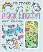 Storybook fantasy sticker booklet with 270 designs including 90 sparkly foil-style stickers for creative play