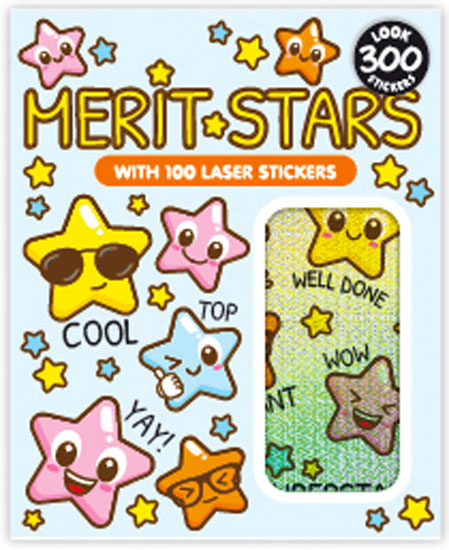 Star-shaped reward sticker booklet with 300 designs for merit charts, encouragement and classrooms