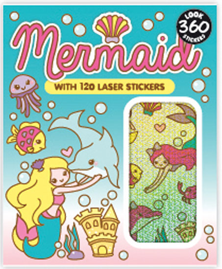 Mermaid ocean sticker booklet with 360 designs including 120 sparkly foil-style stickers for sea-themed crafts