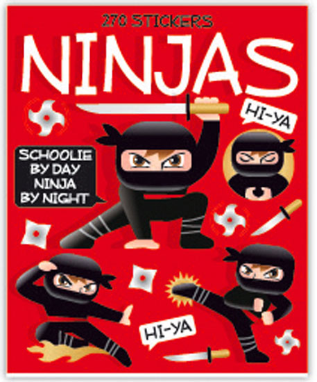 Ninja action sticker booklet with 270 designs for kids projects, party activities and notebooks