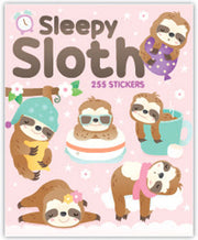Sleepy sloth themed sticker booklet with 255 cute designs for notebooks, journals and kids crafts
