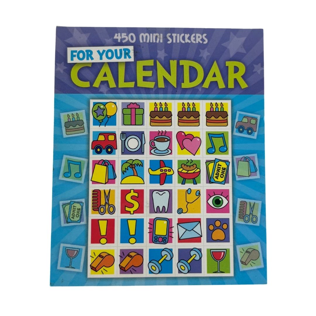 Planner organiser sticker booklet with 450 calendar-style designs for scheduling, reminders and diaries