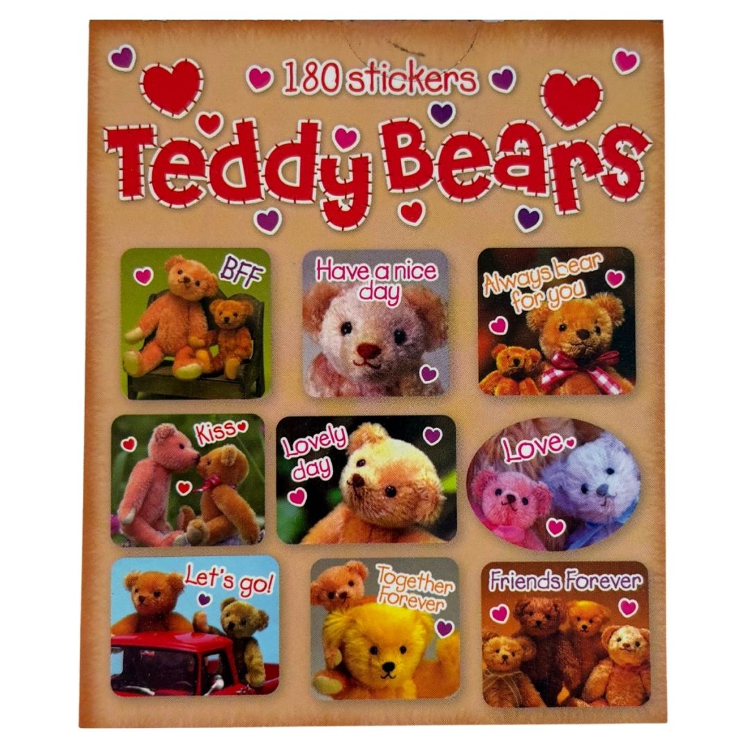 Teddy bear themed sticker booklet with 180 cute designs for kids activities, rewards and school crafts