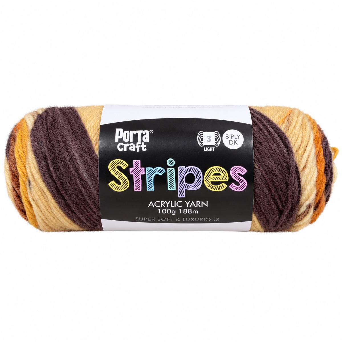Stripes Acrylic Yarn 100g 188m 8ply Latte
