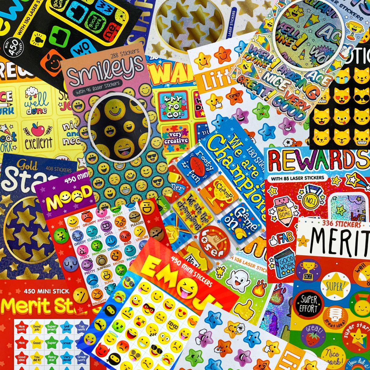 Sticker Books Bulk 50 Pack - Merit & Reward Designs Assorted