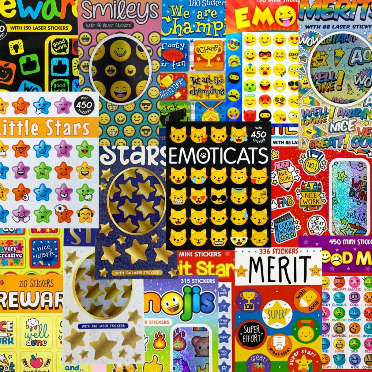 Sticker Books Bulk 50 Pack - Merit & Reward Designs Assorted
