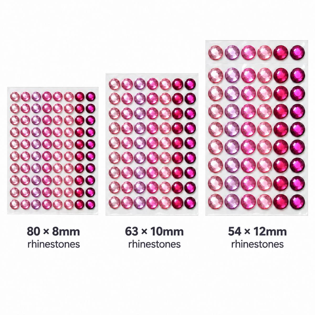 Rhinestones Asst Sizes 197pk - Pinks