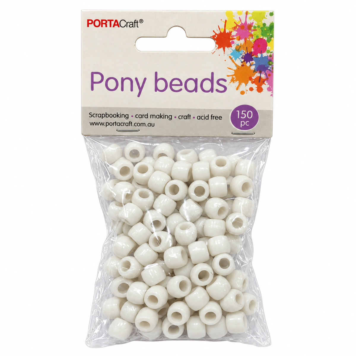 Pony Beads 150 pcs - White