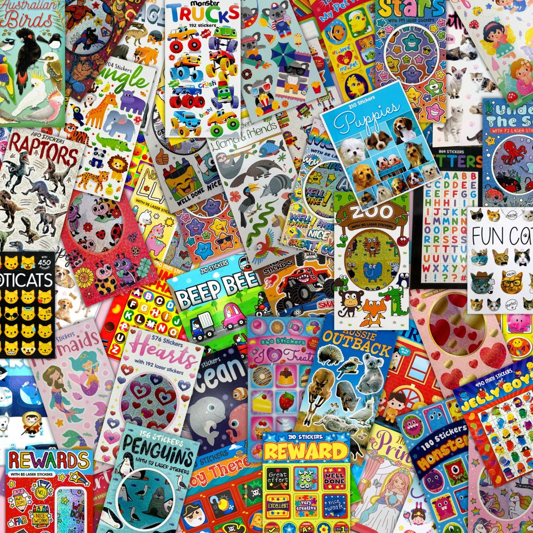 Bulk Sticker Books 100 Pack Value Bundle - Random Assorted Designs
