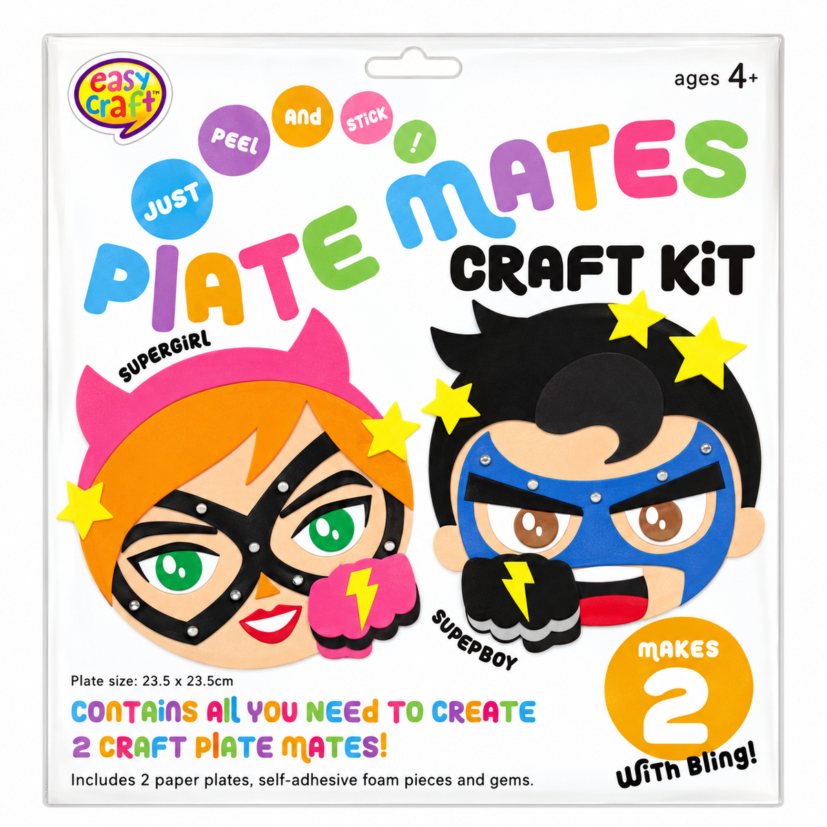 Superhero Paper Plate Craft Kit – Supergirl & Superboy