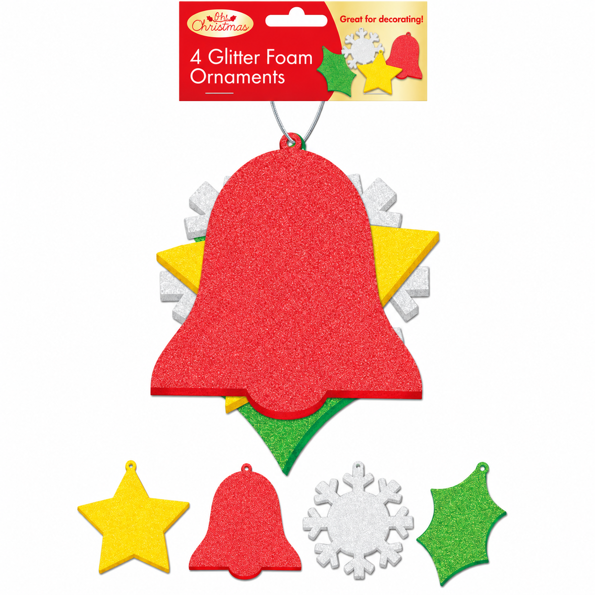 Glitter Foam Christmas Ornaments 4pk - Set B