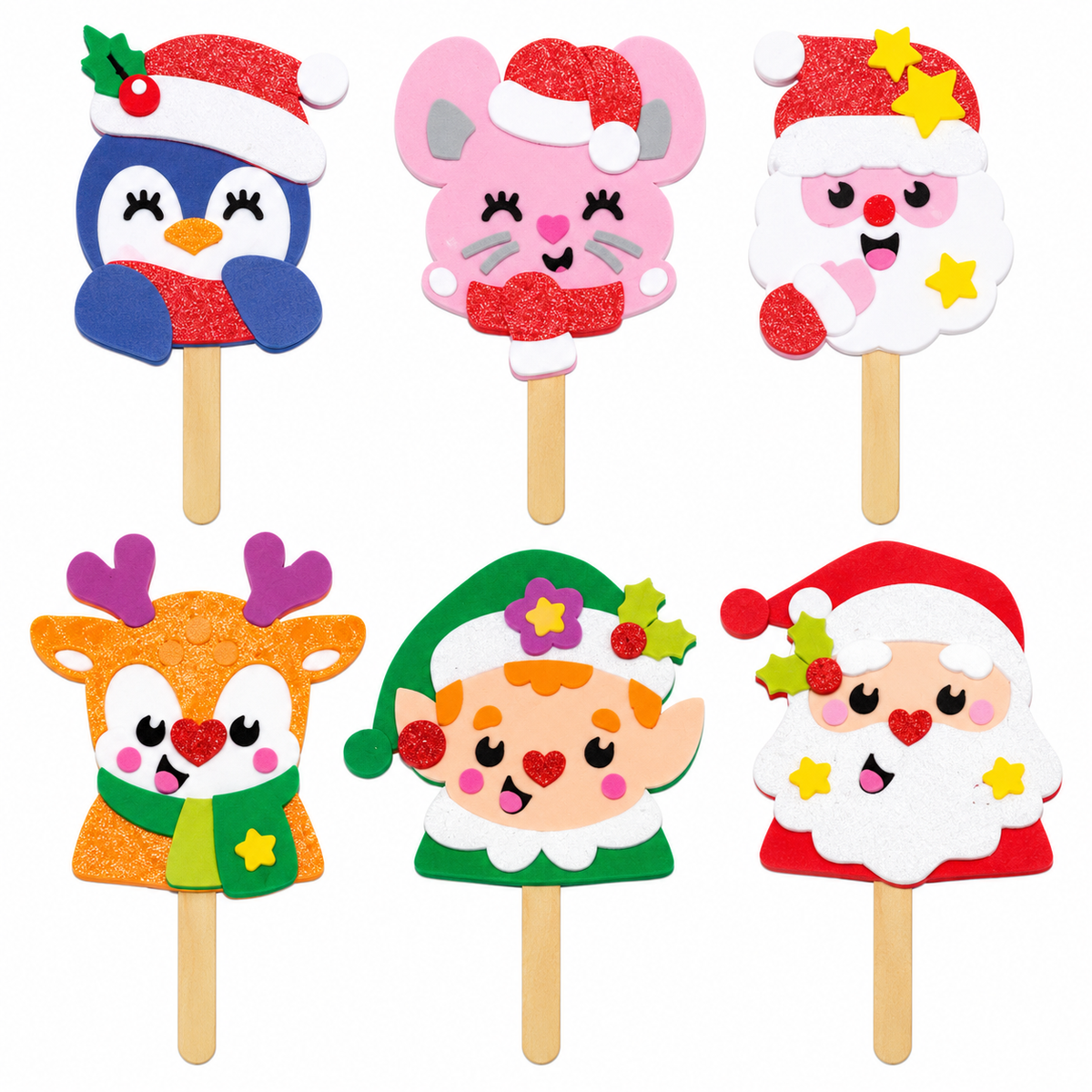Christmas Popstick Puppets 6pcs