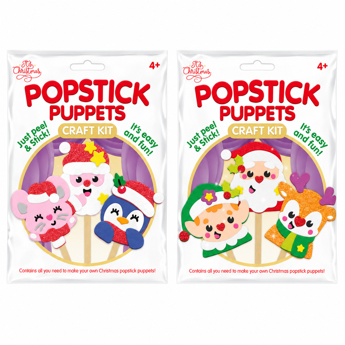 Christmas Popstick Puppets 6pcs