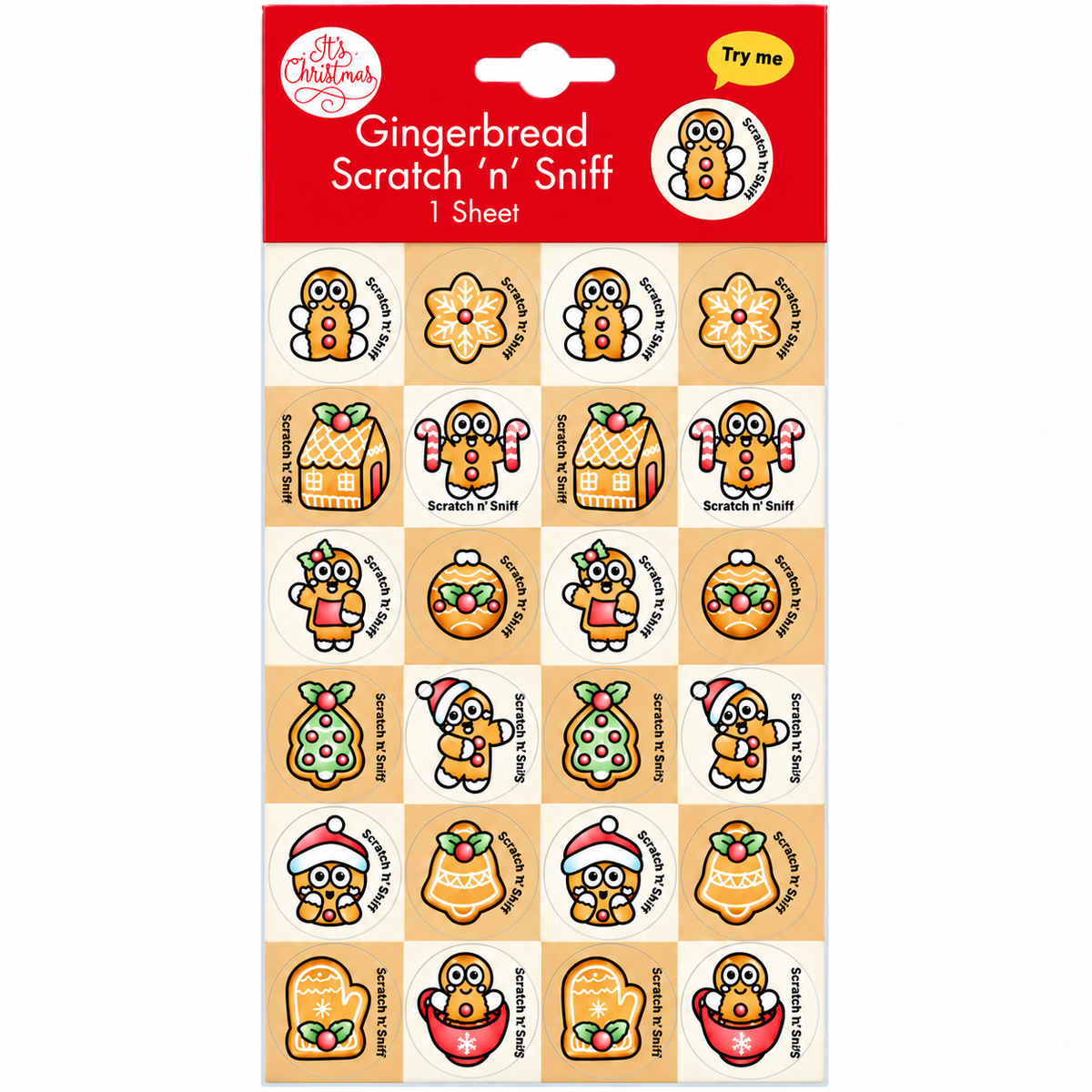 Festive gingerbread scented stickers for kids' craft and Christmas activity books