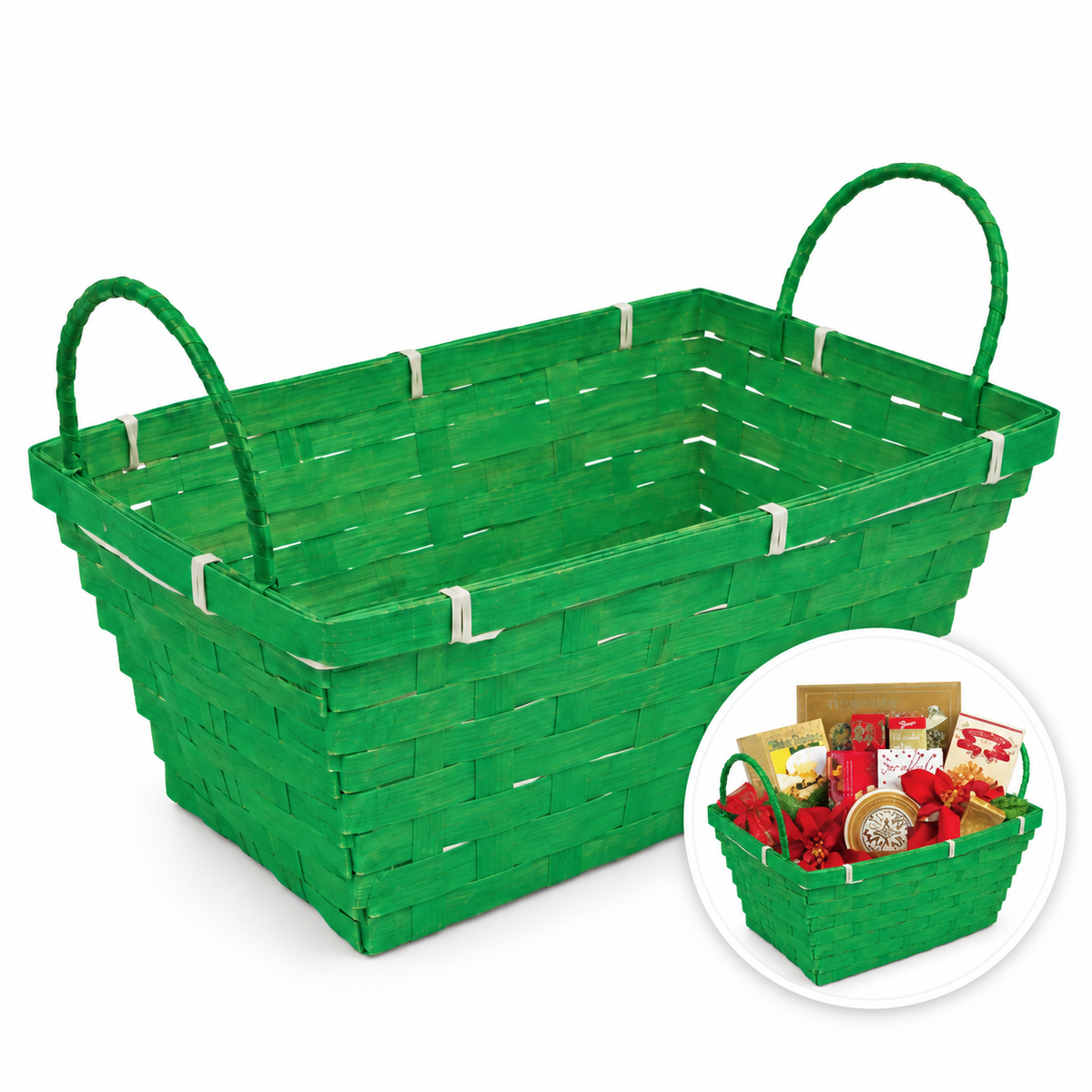 Rectangular Woven Bamboo Christmas Baskets (9x21cm) 3pcs