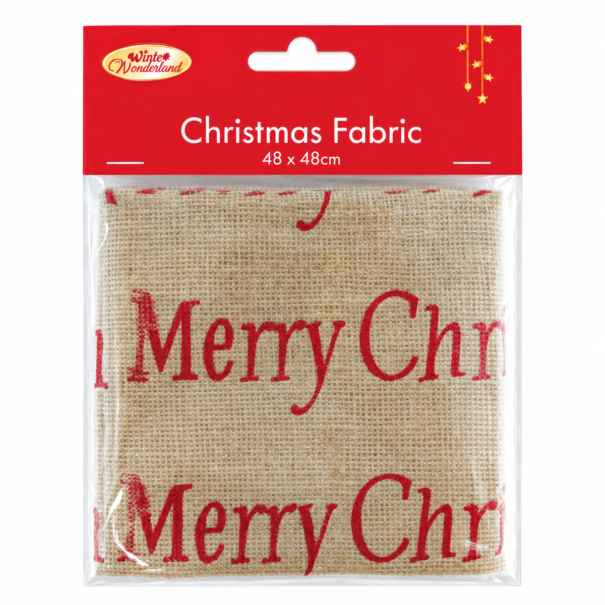 Merry Christmas Burlap Fabric Square 48 x 48cm