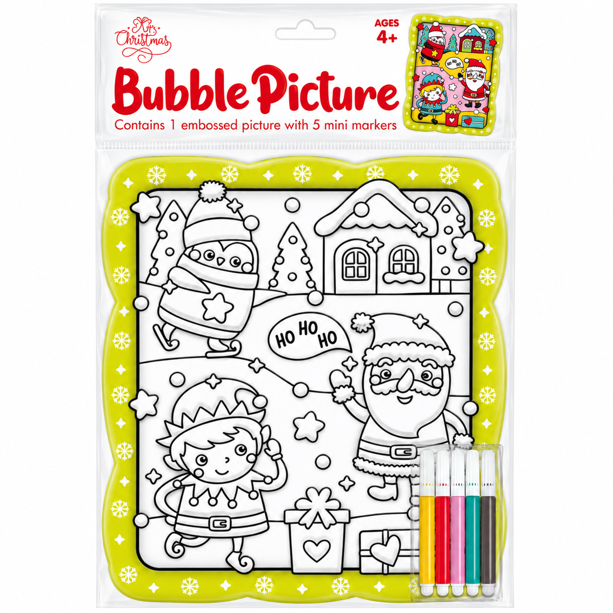 Colour In Christmas Bubble Picture - Yellow