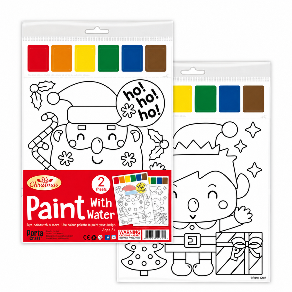 Christmas Water Paint Pictures 2pk - Santa & Elf