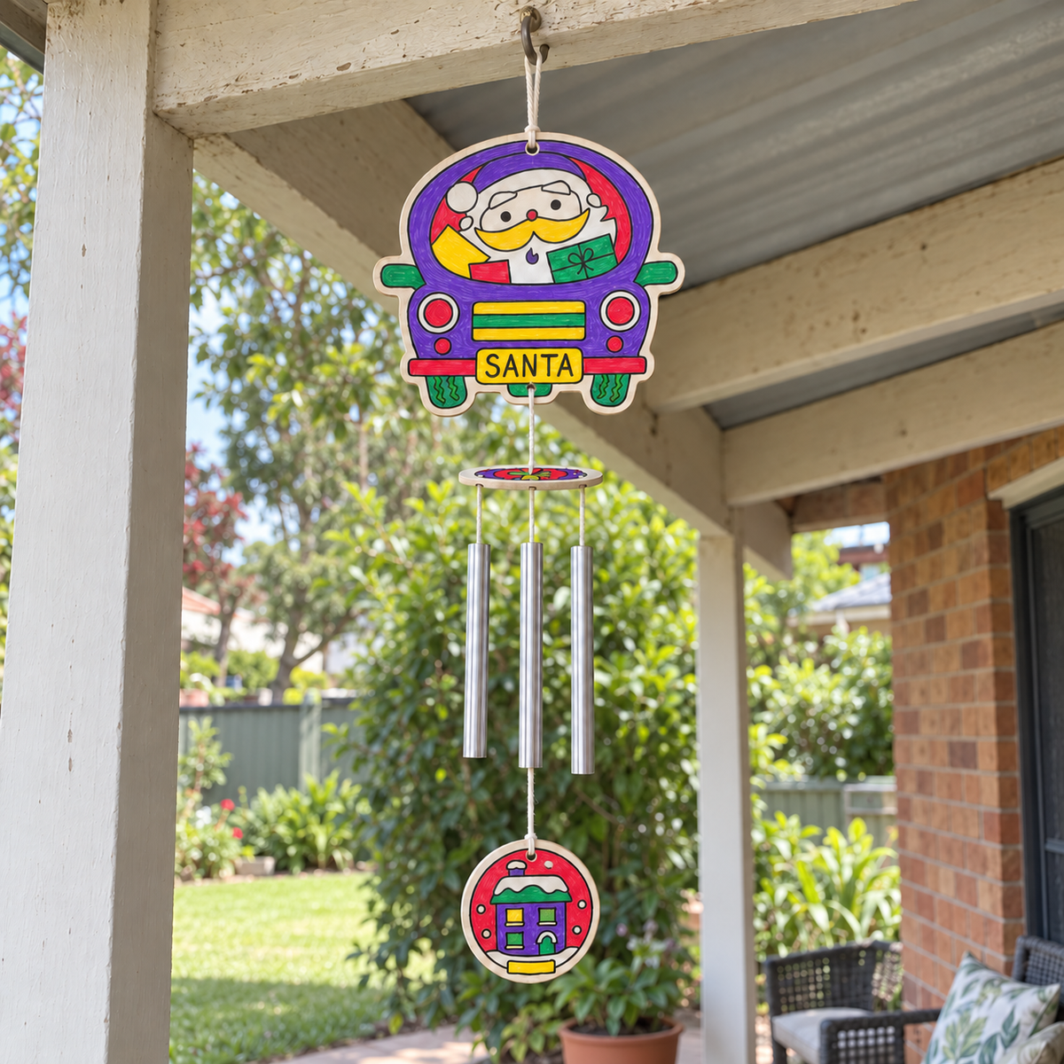 Decorate Your Own Wind Chime Kit - Santa in Car