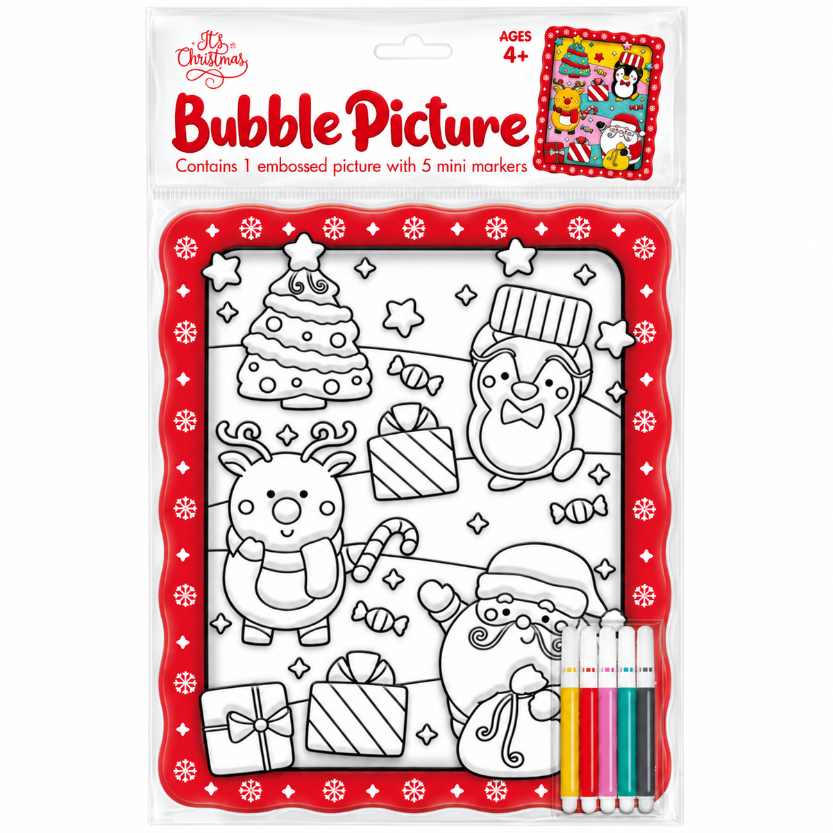 Colour In Christmas Bubble Picture - Red