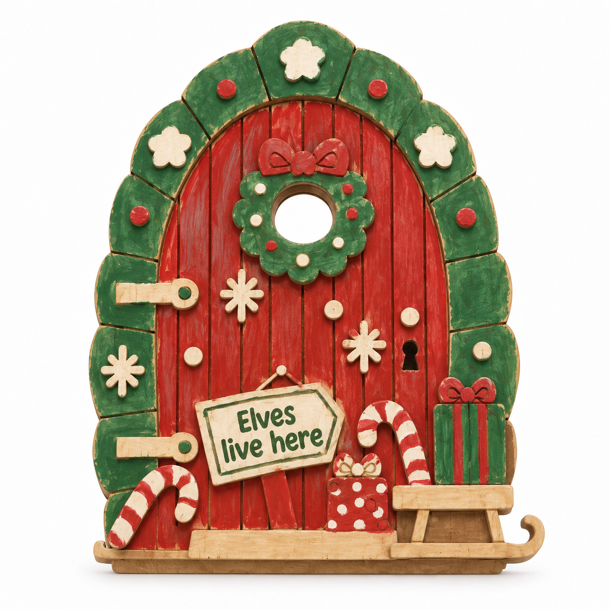 Wooden Christmas Elf Door - Elves Live Here