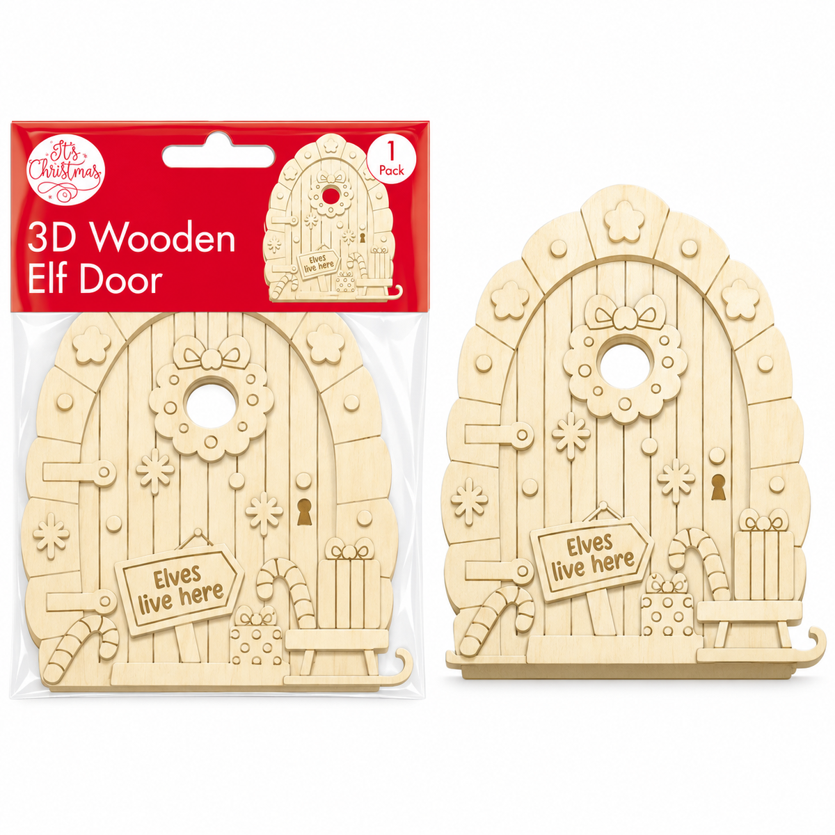 Wooden Christmas Elf Door - Elves Live Here