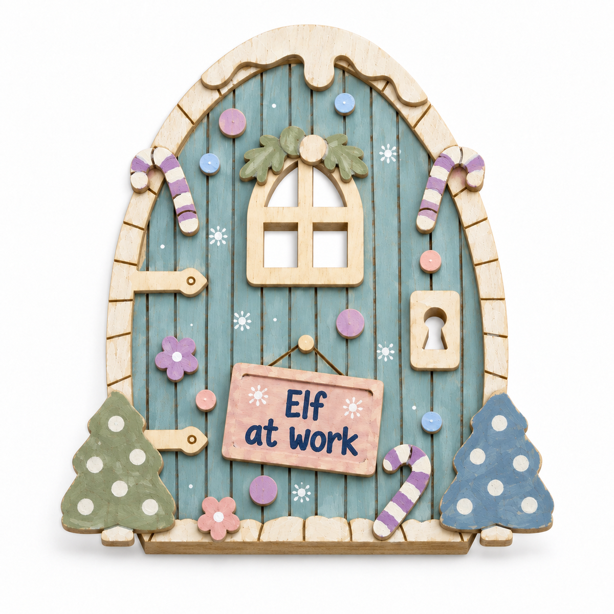 Wooden Christmas Elf Door - Elf at Work