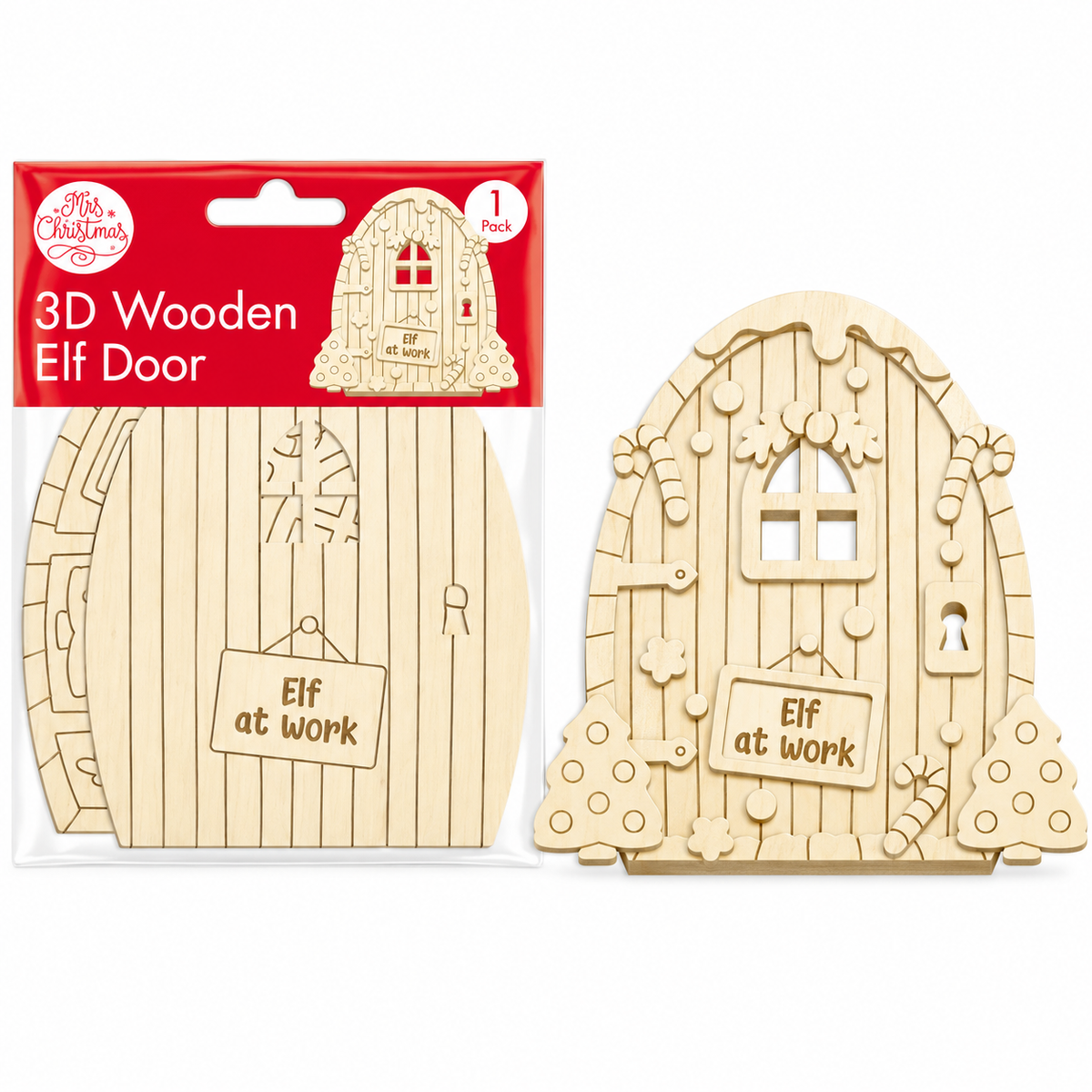 Wooden Christmas Elf Door - Elf at Work