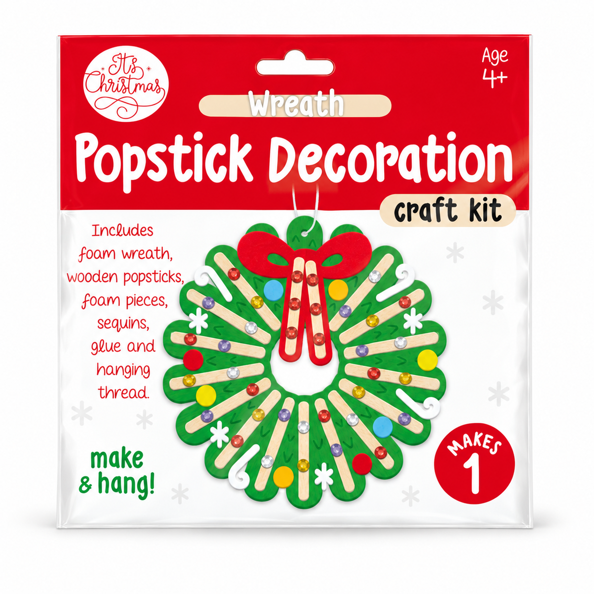 Christmas Wreath Popstick Hanging Decoration Kit