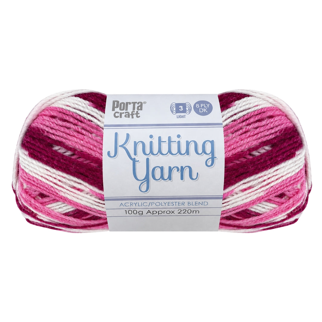 Knitting Yarn 100g 220m 8ply Multi Very Berry