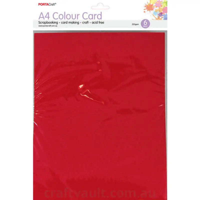A4 Card 230gsm 6pk Crimson