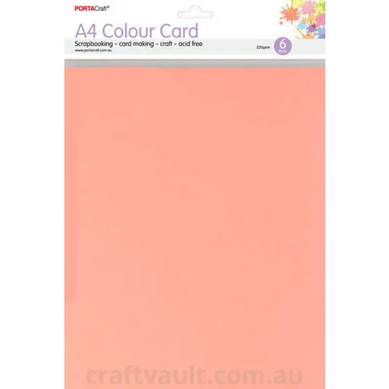 A4 Card 230gsm 6pk Peach Pink