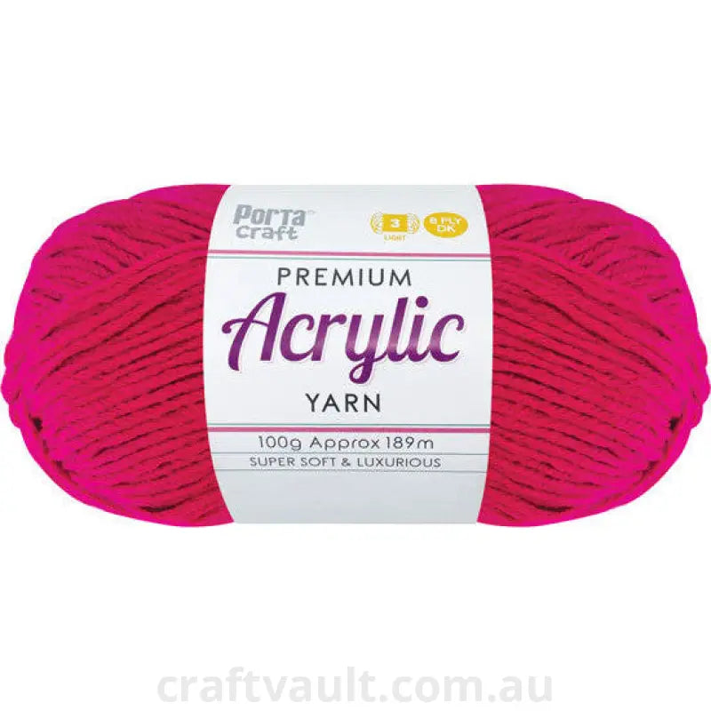 Acrylic Yarn 100g 189m 8ply Cerise