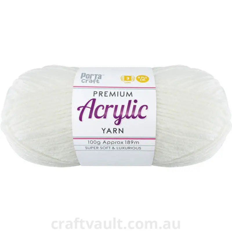 Acrylic Yarn 100g 189m 8ply Day Dream White