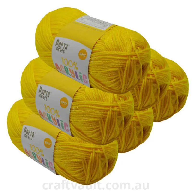 Acrylic Yarn 100g 189m 8ply Hi Viz Yellow