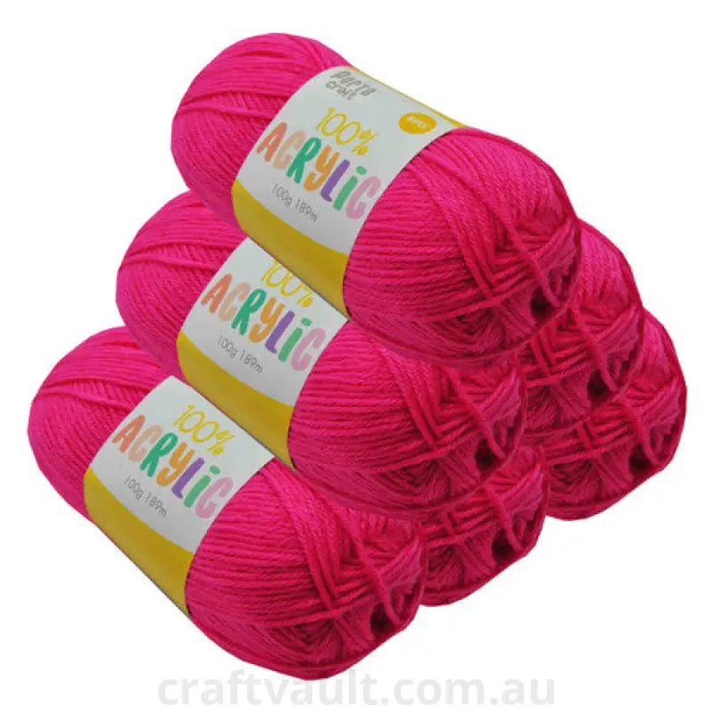 Acrylic Yarn 100g 189m 8ply Hot Pink