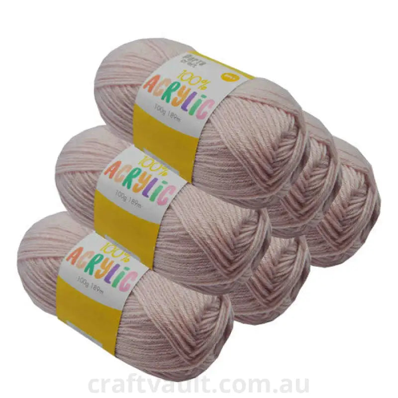 Acrylic Yarn 100g 189m 8ply Pink Petal