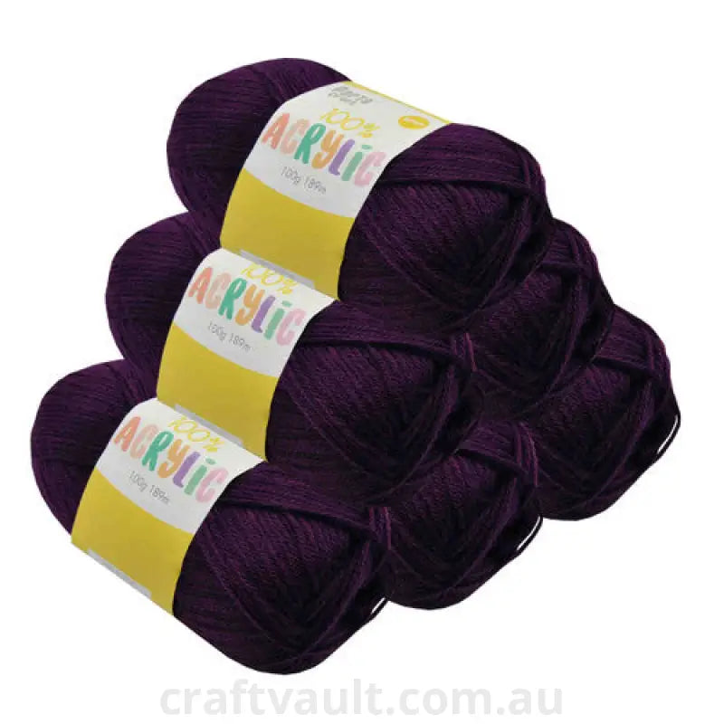 Acrylic Yarn 100g 189m 8ply Purple
