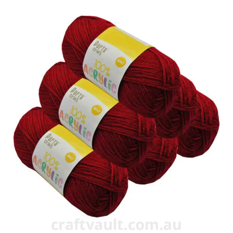 Acrylic Yarn 100g 189m 8ply Ruby