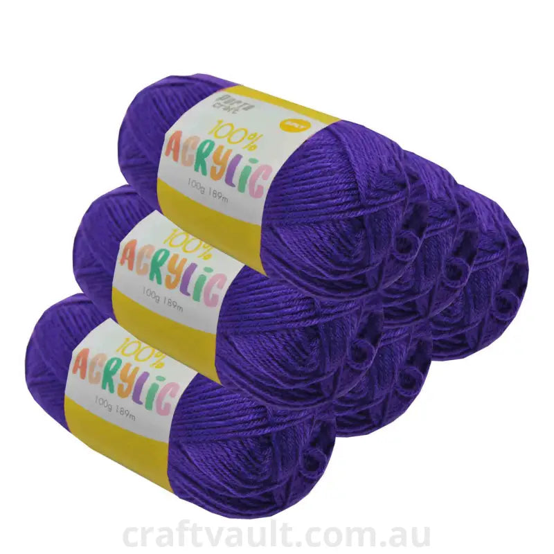 Acrylic Yarn 100g 189m 8ply Violet