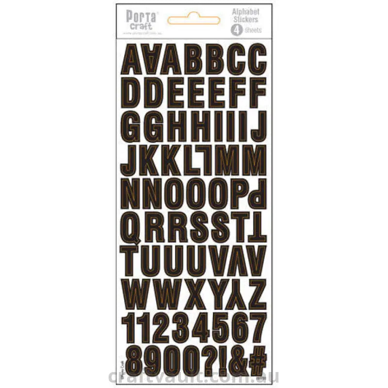Alphabet Stickers Block Large Black 4 Sheet