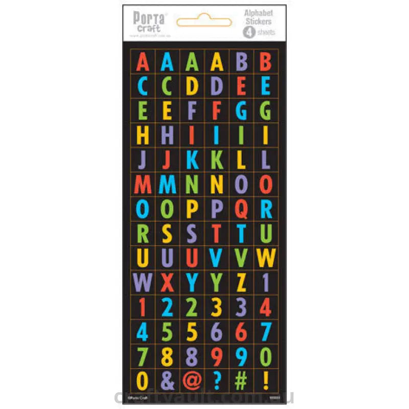 Alphabet Stickers Block Multi Colour 4 Sheets