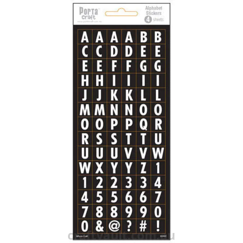 Alphabet Stickers Block White 4 Sheets