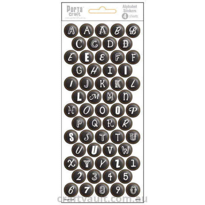 Alphabet Stickers Bubbles Black 4 Sheets