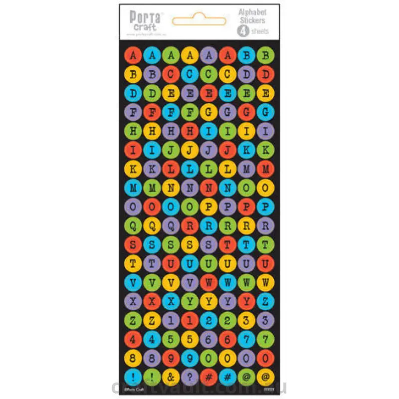 Alphabet Stickers Buttons Multi Colour 4 Sheets